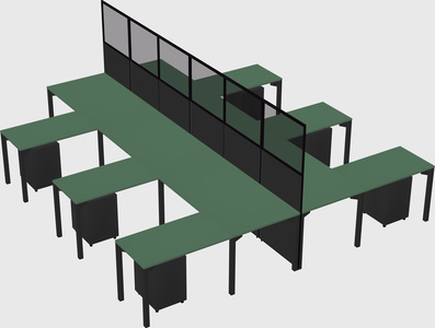 Shared l-shape cubicle