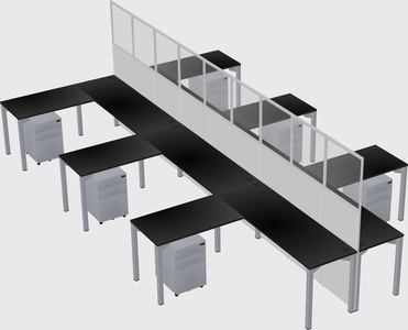 Shared l-shape cubicle