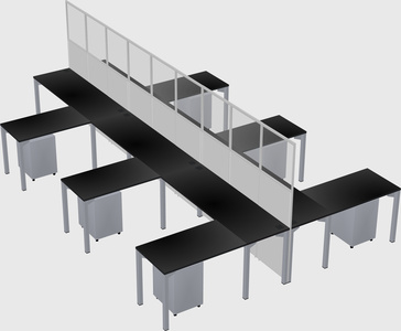 Shared l-shape cubicle
