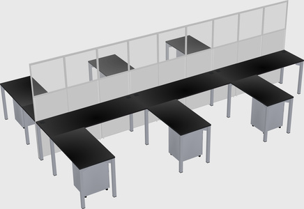 Shared l-shape cubicle