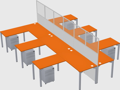 Shared l-shape cubicle
