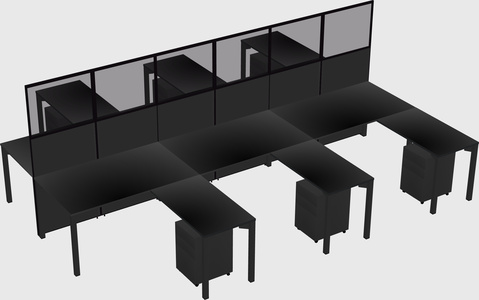 Shared l-shape cubicle