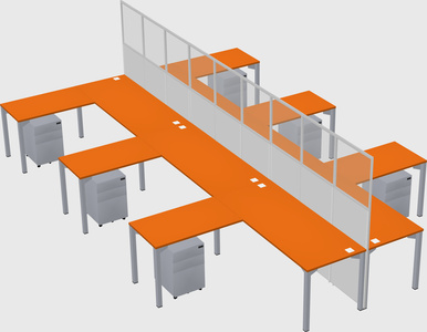 Shared l-shape cubicle