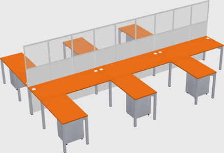 Shared l-shape cubicle