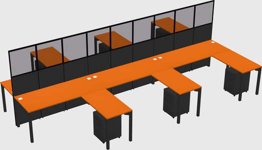 Shared l-shape cubicle
