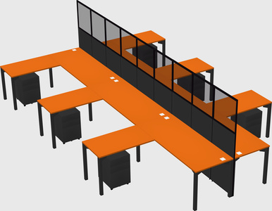 Shared l-shape cubicle