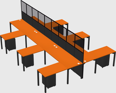 Shared l-shape cubicle