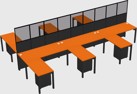 Shared l-shape cubicle