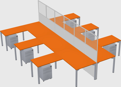 Shared l-shape cubicle