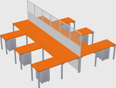 Shared l-shape cubicle