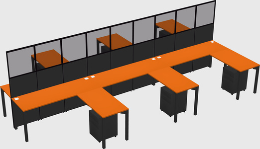 Shared l-shape cubicle