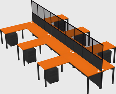 Shared l-shape cubicle