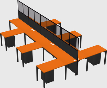 Shared l-shape cubicle