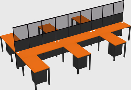 Shared l-shape cubicle