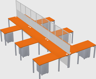 Shared l-shape cubicle