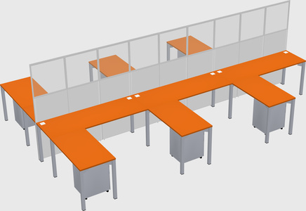 Shared l-shape cubicle
