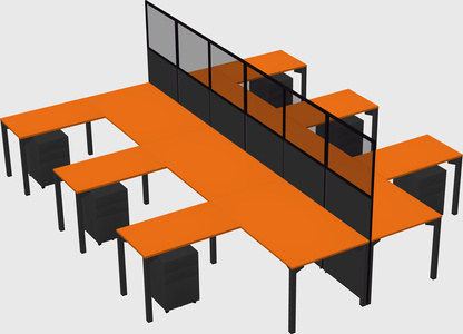 Shared l-shape cubicle