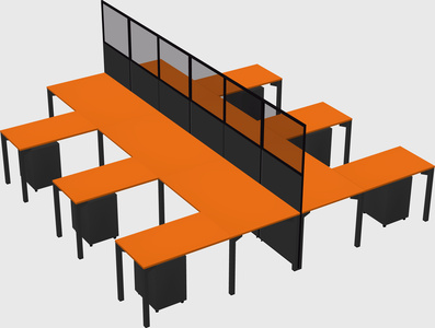 Shared l-shape cubicle