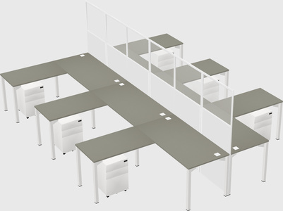 Shared l-shape cubicle