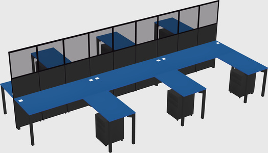 Shared l-shape cubicle
