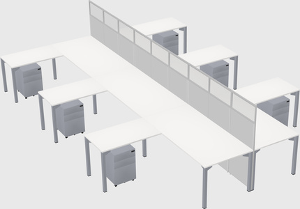 Shared l-shape cubicle