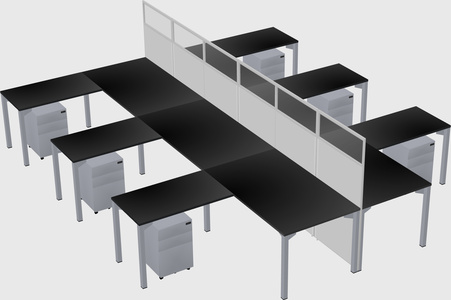 Shared l-shape cubicle