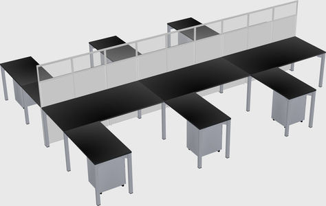 Shared l-shape cubicle