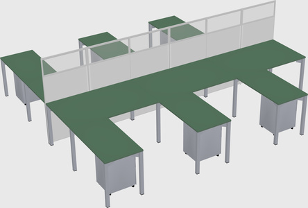 Shared l-shape cubicle