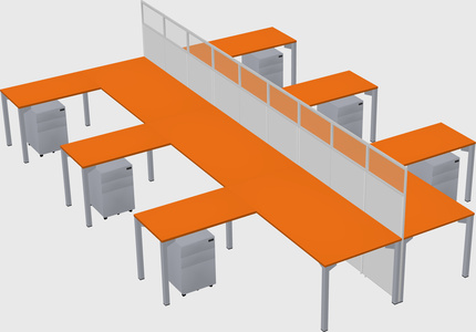 Shared l-shape cubicle