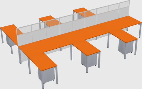 Shared l-shape cubicle