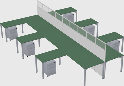 Shared l-shape cubicle