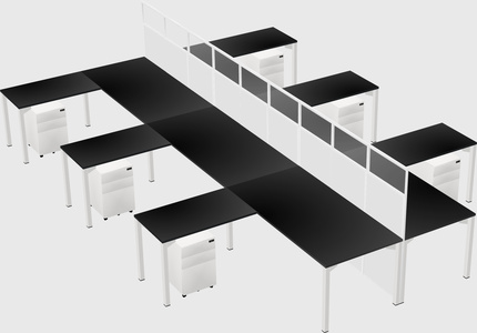 Shared l-shape cubicle