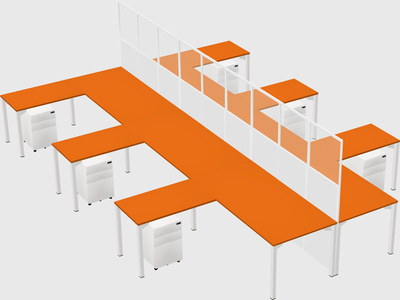 Shared l-shape cubicle