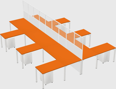 Shared l-shape cubicle