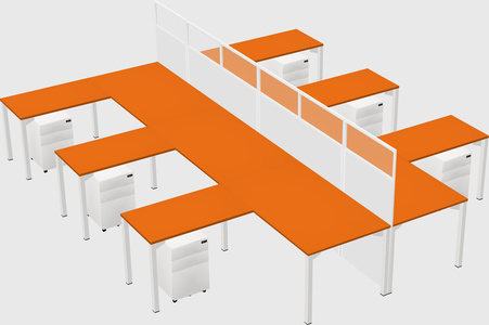 Shared l-shape cubicle