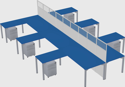 Shared l-shape cubicle