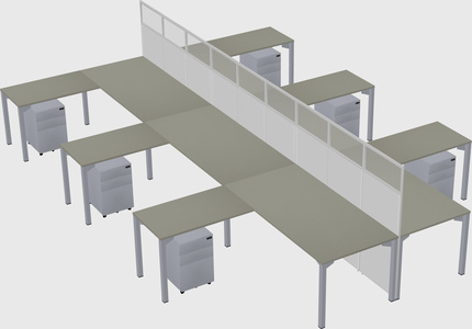 Shared l-shape cubicle