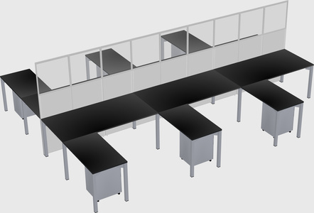Shared l-shape cubicle