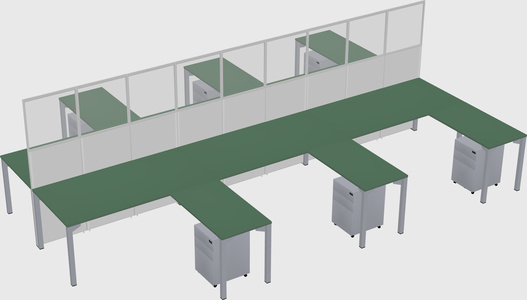 Shared l-shape cubicle