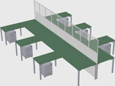Shared l-shape cubicle