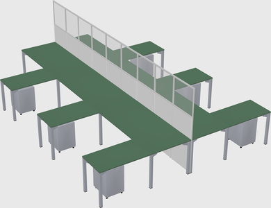 Shared l-shape cubicle