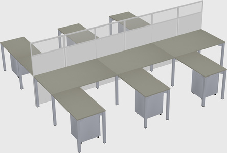 Shared l-shape cubicle