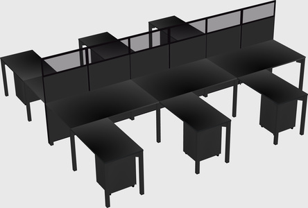 Shared l-shape cubicle