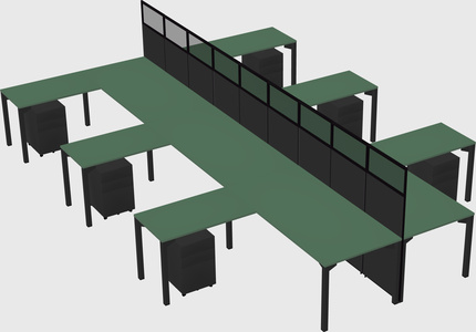 Shared l-shape cubicle