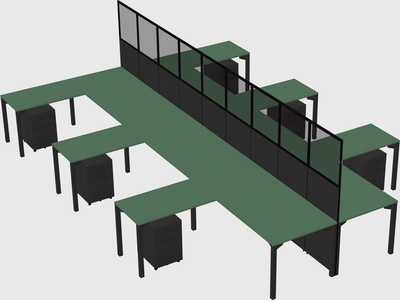 Shared l-shape cubicle