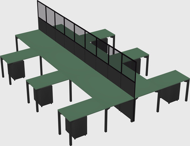 Shared l-shape cubicle