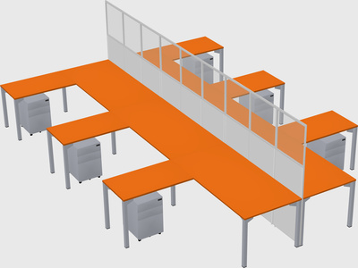 Shared l-shape cubicle