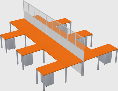 Shared l-shape cubicle