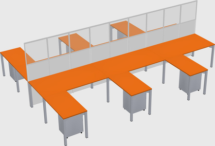 Shared l-shape cubicle