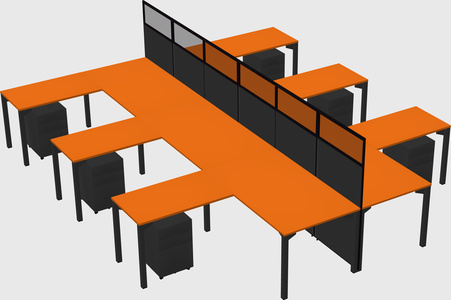 Shared l-shape cubicle
